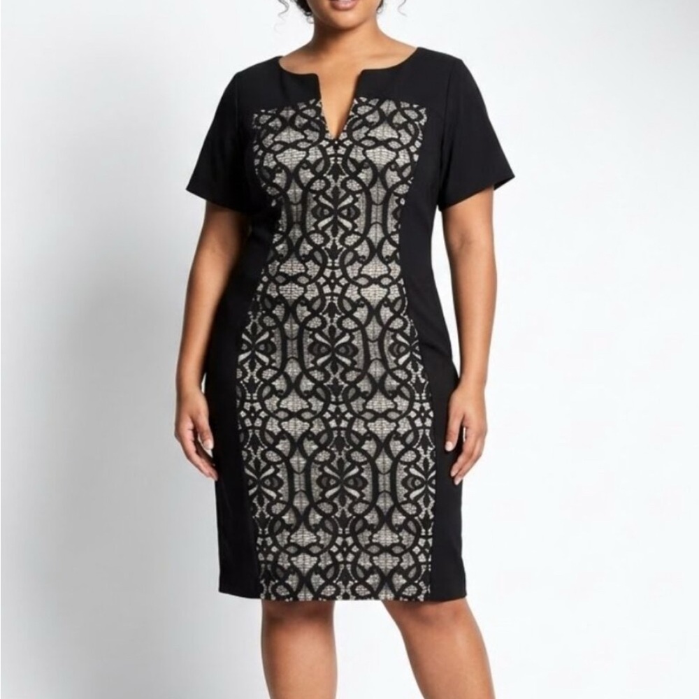 Dressbarn Whimsigoth Black Lace Panel Sheath Dress Plus Size 20